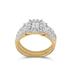 Princess Diamond Bridal Wedding Ring Band Set 1-1/2 Cttw 14kt Yellow Gold - REF-131R5X