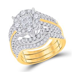 Princess Diamond Bridal Wedding Ring Band Set 2-1/2 Cttw 14kt Yellow Gold - REF-200R5X