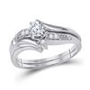 Image 1 : Round Diamond Bridal Wedding Ring Band Set 1/5 Cttw 10kt White Gold - REF-31H5R