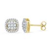 Image 1 : Womens Round Diamond Square Cluster Earrings 1/2 Cttw 10kt Yellow Gold - REF-25X9A