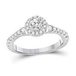 Round Diamond Solitaire Bridal Wedding Engagement Ring 7/8 Cttw 14kt White Gold - REF-107K9Y