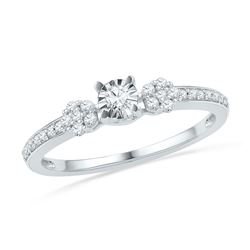 Womens Round Diamond Solitaire Promise Ring 1/4 Cttw 10kt White Gold - REF-16N9F