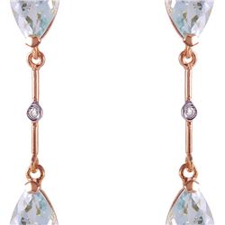 Genuine 6.01 ctw Aquamarine & Diamond Earrings 14KT Rose Gold - REF-50W2Y