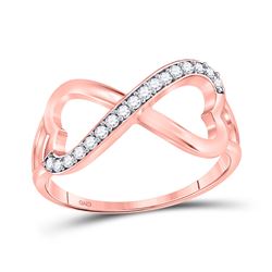 Womens Round Diamond Heart Infinity Ring 1/6 Cttw 10kt Rose Gold - REF-18N9F