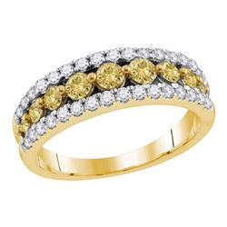 Womens Round Yellow Color Enhanced Diamond Band Ring 1/2 Cttw 14kt Yellow Gold - REF-43N5F