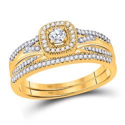 Round Diamond Bridal Wedding Ring Band Set 1/3 Cttw 10kt Yellow Gold - REF-34K5Y