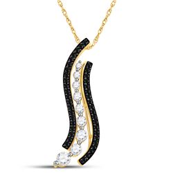 Womens Round Black Color Enhanced Diamond Graduated Journey Pendant 1 Cttw 10kt Yellow Gold - REF-60