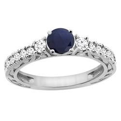 1.40 CTW Blue Sapphire & Diamond Ring 14K White Gold - REF-142W7F