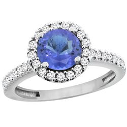 1.22 CTW Tanzanite & Diamond Ring 14K White Gold - REF-58F7N