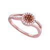 Image 1 : Womens Round Brown Diamond Flower Cluster Ring 1/4 Cttw 10kt Rose Gold - REF-15W9K