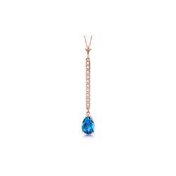 Genuine 1.80 ctw Blue Topaz & Diamond Necklace 14KT Rose Gold - REF-33T4A