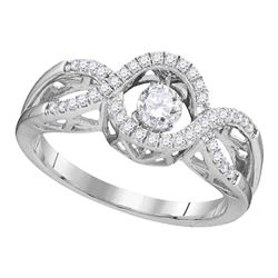 Womens Round Diamond Twinkle Moving Solitaire Ring 1/4 Cttw 10kt White Gold - REF-29Y9N