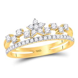 Womens Round Diamond Star Band Ring 3/8 Cttw 14kt Yellow Gold - REF-32A5M