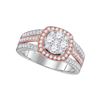 Image 1 : Round Diamond Cluster Bridal Wedding Engagement Ring 1 Cttw 14kt Two-tone Gold - REF-85H9R