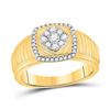 Image 1 : Mens Round Diamond Ribbed Square Cluster Ring 1/2 Cttw 10kt Yellow Gold - REF-52N9F