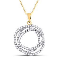 Womens Round Diamond Circle Pendant 5/8 Cttw 10kt Yellow Gold - REF-16H9R