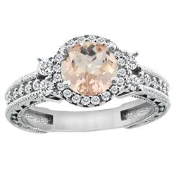 1.46 CTW Morganite & Diamond Ring 14K White Gold - REF-83K2W