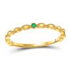 Image 1 : Womens Round Emerald Solitaire Milgrain Stackable Band Ring .01 Cttw 10kt Yellow Gold - REF-8K5Y