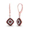 Image 1 : Womens Round Red Color Enhanced Diamond Square Dangle Earrings 1/2 Cttw 10kt Rose Gold - REF-21X5A