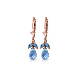 Genuine 3.4 ctw Blue Topaz Earrings 14KT Rose Gold - REF-26F6Z