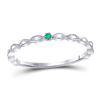 Image 1 : Womens Round Emerald Solitaire Milgrain Stackable Band Ring .01 Cttw 10kt White Gold - REF-8Y5N