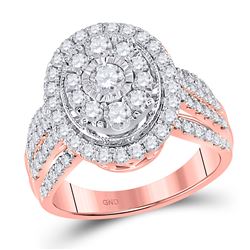 Round Diamond Oval Bridal Wedding Engagement Ring 1-1/2 Cttw 14kt Rose Gold - REF-115R9X