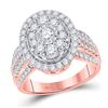 Image 1 : Round Diamond Oval Bridal Wedding Engagement Ring 1-1/2 Cttw 14kt Rose Gold - REF-115R9X