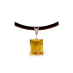 Genuine 6.51 ctw Citrine & Diamond Necklace 14KT Rose Gold - REF-31Z6N