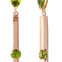 Genuine 4.25 ctw Peridot Earrings 14KT Rose Gold - REF-54Z6N