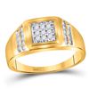 Image 1 : Mens Round Diamond Square Cluster Ring 1/4 Cttw 14kt Yellow Gold - REF-29W9K