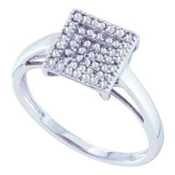 Womens Round Diamond Square Cluster Ring 1/4 Cttw 10kt White Gold - REF-14W5K