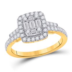 Womens Baguette Diamond Square Ring 3/4 Cttw 14kt Yellow Gold - REF-63R9X