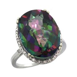 13.71 CTW Mystic Topaz & Diamond Ring 10K White Gold - REF-57W6F