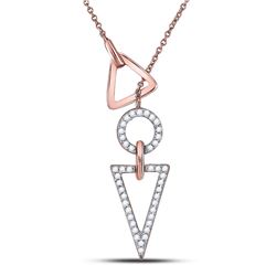 Womens Round Diamond Circle Triangle Threaded Necklace 1/5 Cttw 14kt Rose Gold - REF-32Y5N