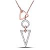 Image 1 : Womens Round Diamond Circle Triangle Threaded Necklace 1/5 Cttw 14kt Rose Gold - REF-32Y5N