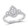 Image 1 : Womens Round Diamond Teardrop Cluster Ring 1/2 Cttw 10kt White Gold - REF-36N9F