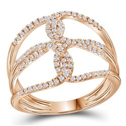 Womens Round Diamond Entwined Negative Space Fashion Ring 1/4 Cttw 10kt Rose Gold - REF-20A5M