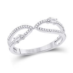 Womens Baguette Diamond Fashion Ring 1/6 Cttw 14kt White Gold - REF-18R5X