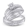 Image 1 : His Hers Round Diamond Solitaire Matching Wedding Set 1/3 Cttw 10kt White Gold - REF-36A5M