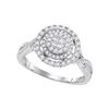 Image 1 : Princess Round Diamond Cluster Bridal Wedding Engagement Ring 1/2 Cttw 14kt White Gold - REF-49X9A