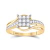 Image 1 : Womens Round Diamond Square Cluster Ring 1/3 Cttw 10kt Yellow Gold - REF-25X9A