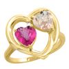 Image 1 : 1.91 CTW Diamond, Pink Topaz & Morganite Ring 10K Yellow Gold - REF-26V5R