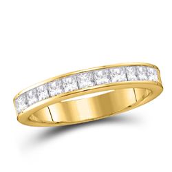 Womens Princess Diamond Wedding Band 1/4 Cttw 14kt Yellow Gold - REF-27R9X