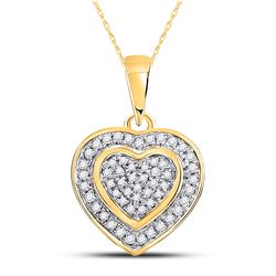 Womens Round Diamond Heart Pendant 1/5 Cttw 10kt Yellow Gold - REF-13R9X