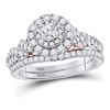 Image 1 : Round Diamond Bridal Wedding Ring Band Set 1 Cttw 14kt Two-tone Gold - REF-96W9K