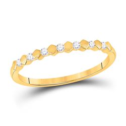 Womens Round Diamond Stackable Band Ring 1/10 Cttw 14kt Yellow Gold - REF-14H5R