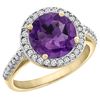 Image 1 : 2.44 CTW Amethyst & Diamond Ring 10K Yellow Gold - REF-57V3R