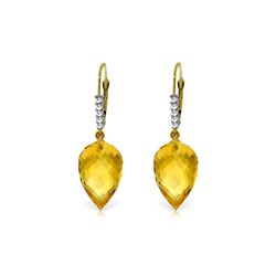 Genuine 19.15 ctw Citrine & Diamond Earrings 14KT Yellow Gold - REF-49N2R