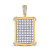 Image 1 : Mens Round Diamond Rectangle Charm Pendant 2-1/5 Cttw 10kt Yellow Gold - REF-109H5R