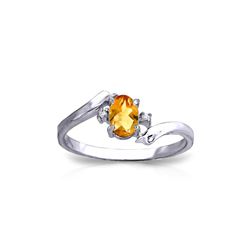 Genuine 0.46 ctw Citrine & Diamond Ring 14KT White Gold - REF-28Y3F